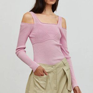 Source Unknown Pink Layered Bra And Ribbed Knit Top
